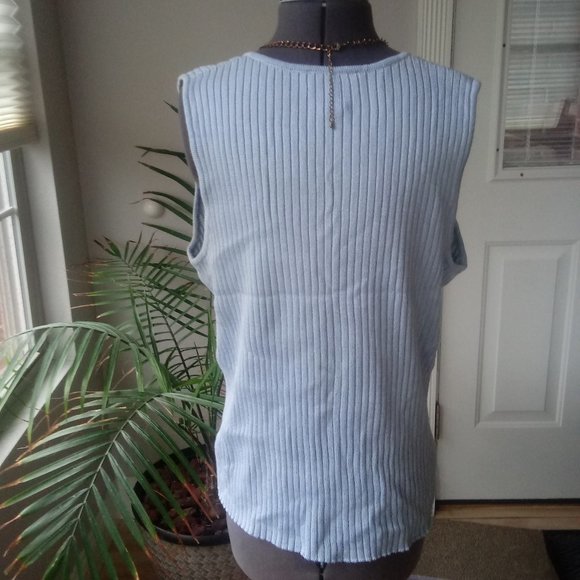 Gloria Vanderbilt Ice Blue Ribbed Shell - Picture 5 of 8